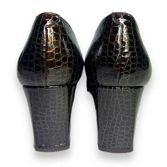 Bandolino Snake Embossed Dark Brown Pumps Heels | Sz 5.5 | Made in Spain - Picture 8 of 13